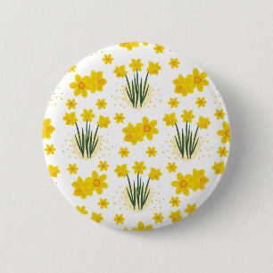 Chapa Redonda De 5 Cm Daffodias brillantes, patrón sin fisuras