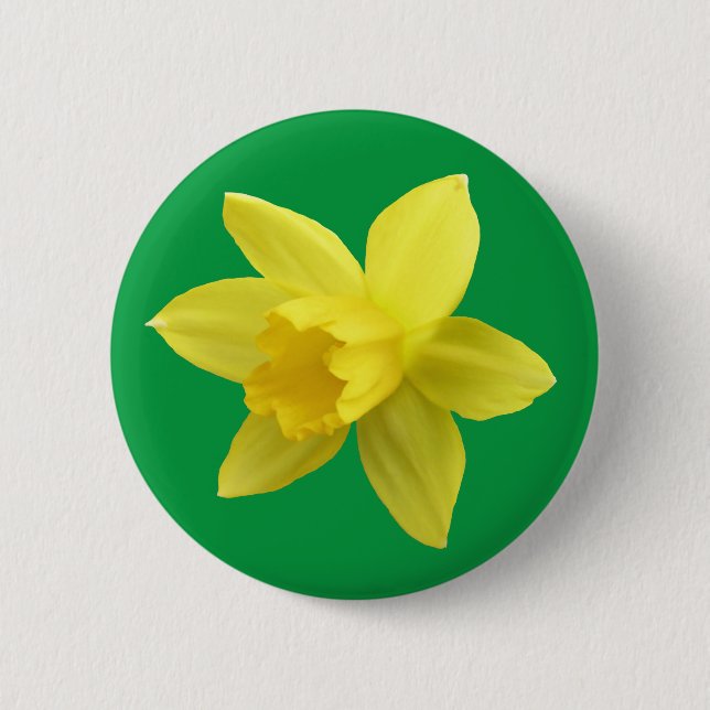 Chapa Redonda De 5 Cm Daffodil amarillo en verde (Anverso)