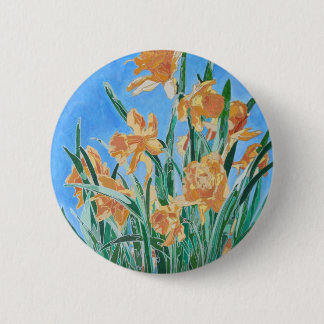 Chapa Redonda De 5 Cm Daffodils de oro en flor de línea negrita Arte