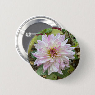 Chapa Redonda De 5 Cm Dahlia con puntas de color rosa claro