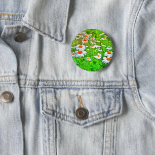 Chapa Redonda De 5 Cm Daisies de arte pop artístico brillante y colorido