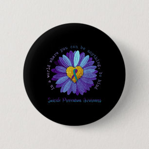 Chapa Redonda De 5 Cm Daisy Be Kind Suicida Prevención Conciencia Verde