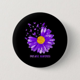 Chapa Redonda De 5 Cm Daisy Butterfly Púrpura Cinta de sobredosis Concie
