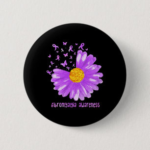 Chapa Redonda De 5 Cm Daisy Butterfly Púrpura Cinta Fibromialgia Awarene