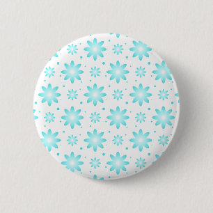 Chapa Redonda De 5 Cm Daisy delicado blanco y turquesa, patrón de puntos