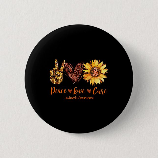 Chapa Redonda De 5 Cm Daisy Peace Love Cure Leukemia Awareness Gift (Anverso)
