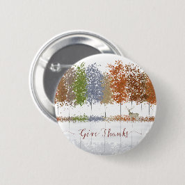 Chapa Redonda De 5 Cm Dales gracias árboles de Acción de Gracias y cierv