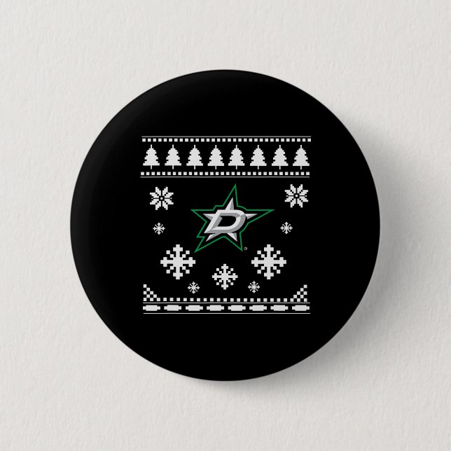 Chapa Redonda De 5 Cm Dallas Stars Ugly Navidades Sweater Holidaze (Anverso)