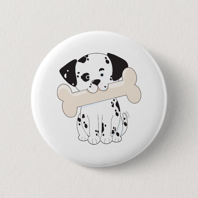 Chapa Redonda De 5 Cm Dalmatian con el hueso (Anverso)
