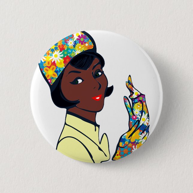 Chapa Redonda De 5 Cm dama de humor negro (Anverso)