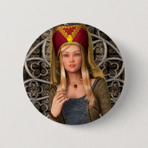 Chapa Redonda De 5 Cm Dama Medieval