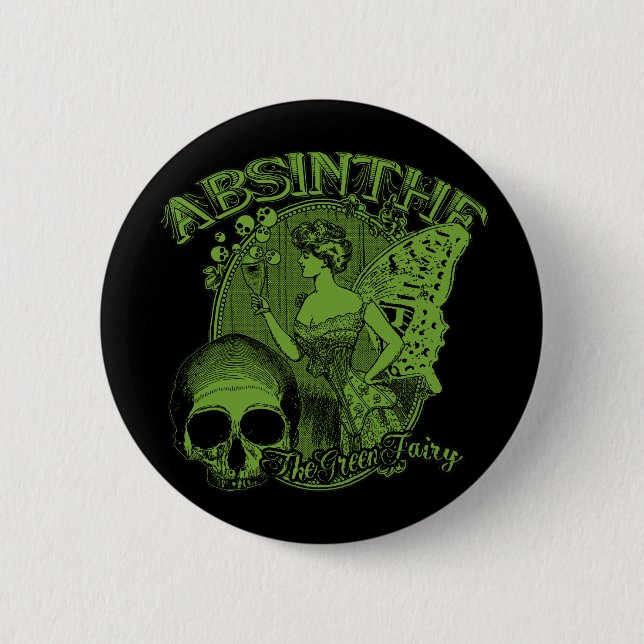 Chapa Redonda De 5 Cm Dama Verde Hada Absinthe (Anverso)