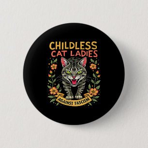 Chapa Redonda De 5 Cm Damas de gatos sin hijos contra el fascismo
