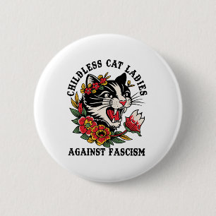 Chapa Redonda De 5 Cm Damas del gato contra el fascismo feminista