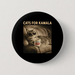 Chapa Redonda De 5 Cm Damas Para Kamala, Divertido Gato 2024 Presidente