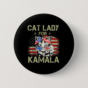 Chapa Redonda De 5 Cm Damas Para Kamala Funny Cat 2024 Presidente Kamala