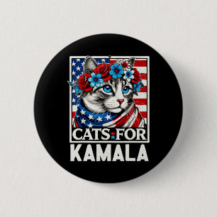 Chapa Redonda De 5 Cm Damas Para Kamala Funny Cat 2024 Presidente Kamala