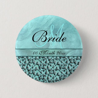 Chapa Redonda De 5 Cm damasco floral de la novia gris del boda de la