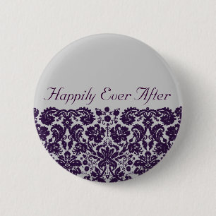 Chapa Redonda De 5 Cm Damask Purple Boda