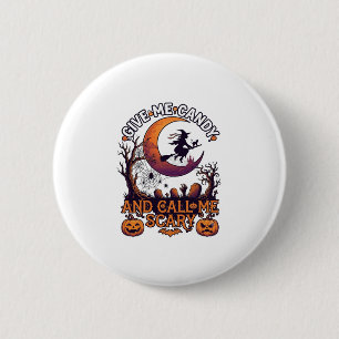 Chapa Redonda De 5 Cm Dame Caramelo Llama Bruja Asustadiza Luna Calabaza