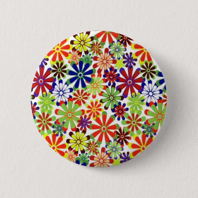 Chapa Redonda De 5 Cm Dancing Daisies Retro Design (Anverso)