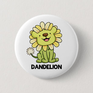 Chapa Redonda De 5 Cm Dandelion Funny Lion Flower Pun