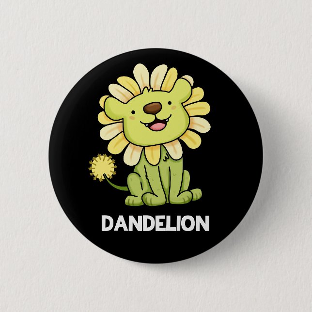 Chapa Redonda De 5 Cm Dandelion Funny Lion Pun Dark BG (Anverso)
