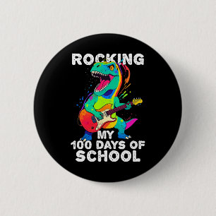Chapa Redonda De 5 Cm Dando Vuelta A Mis 100 Días De Escuela T-rex Tocan