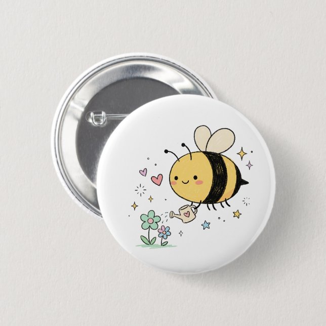 Chapa Redonda De 5 Cm Danza Cute Waggle  Cuidadores de Abejas Kawaii (Anverso y reverso)