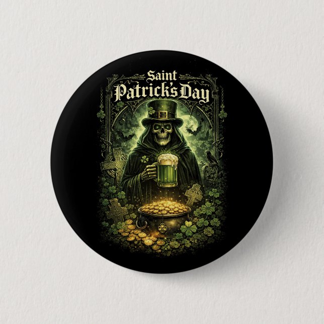Chapa Redonda De 5 Cm Dark Luck of Saint Patrick (Anverso)