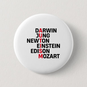 Chapa Redonda De 5 Cm Darwin Jung Newton Einstein Edison Mozart Autism A