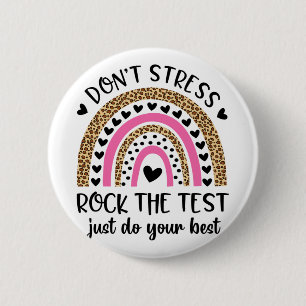 Chapa Redonda De 5 Cm Day Rock The Test Rainbow Teacher Funny Testing Da