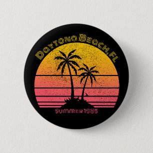 Chapa Redonda De 5 Cm Daytona Beach Retro Sunset Palms