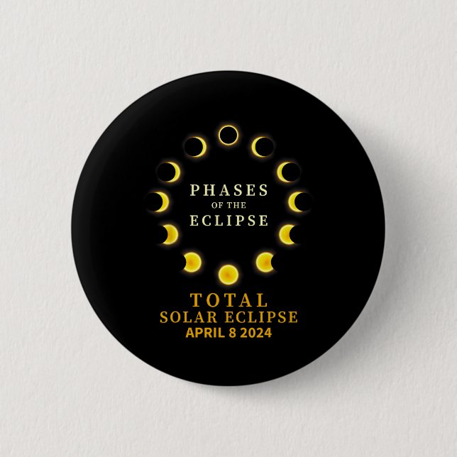 Chapa Redonda De 5 Cm De Eclipse Solar Total Abril 8 (Anverso)