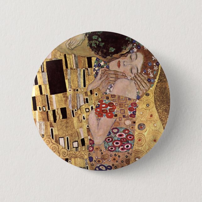 Chapa Redonda De 5 Cm ~ de Gustavo Klimt el beso (Anverso)