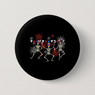 Chapa Redonda De 5 Cm De Julio Bailando Esqueletos Funny Hombres Patriót