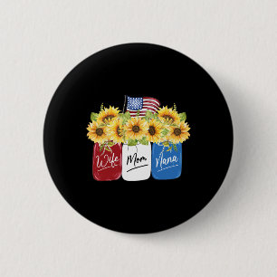 Chapa Redonda De 5 Cm De Julio Esposa Mamá Nana Sunflower Con Bandera Es