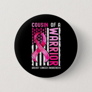Chapa Redonda De 5 Cm De Un Guerrero Con Cáncer De Mama Ee. Uu. Bandera 