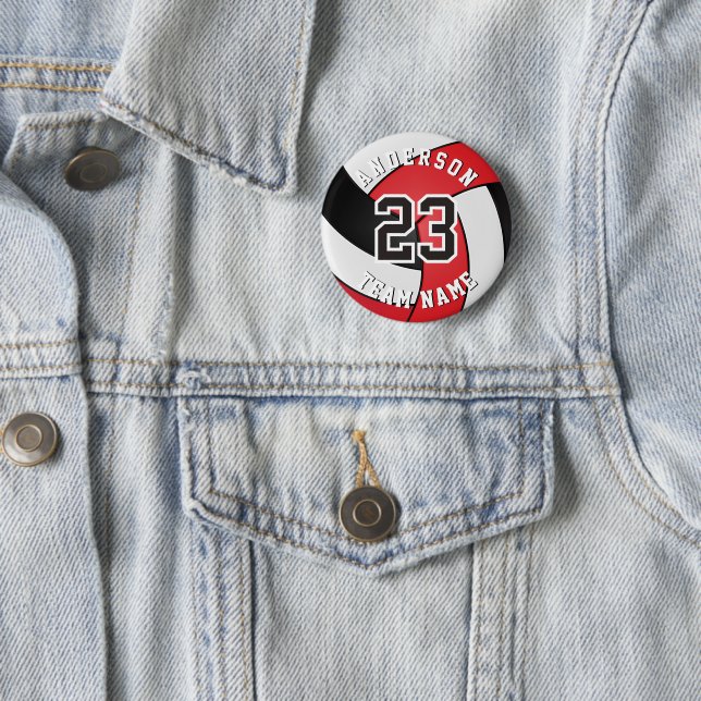 Chapa Redonda De 5 Cm 🏐 de voleibol rojo, negro y blanco (In situ)