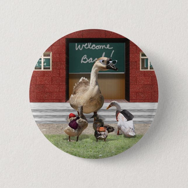 Chapa Redonda De 5 Cm ¡De vuelta a la escuela, Patos pequeños! (Anverso)