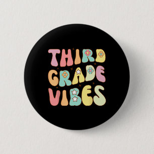 Chapa Redonda De 5 Cm De vuelta a la escuela Vibraciones de tercer grado