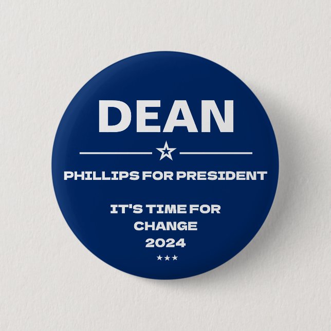 Chapa Redonda De 5 Cm Dean Phillips presidente eslogan 2024 (Anverso)