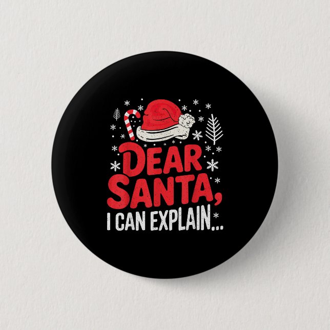 Chapa Redonda De 5 Cm Dear Santa I Can Explain Funny Christian  (Anverso)