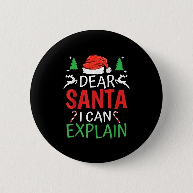 Chapa Redonda De 5 Cm Dear Santa I Can Explain Funny Christmas Joke Humo (Anverso)