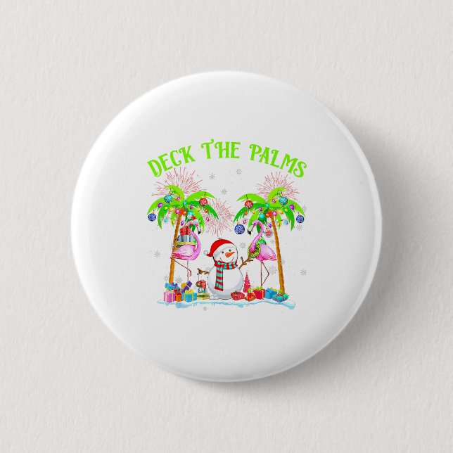 Chapa Redonda De 5 Cm Deck The Palms Flamingo Trocal Christmas Lights Pa (Anverso)