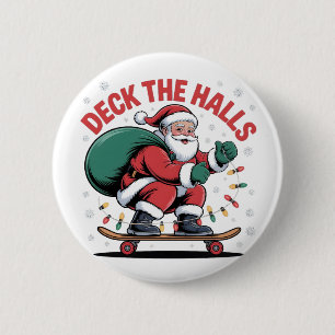 Chapa Redonda De 5 Cm Decora las salas Santa Skateboarding Amantes del p