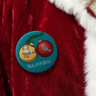 Chapa Redonda De 5 Cm Decoraciones de Navidad de Oveja Baa Humbug de Dib