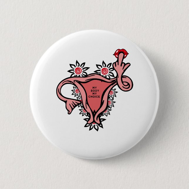 Chapa Redonda De 5 Cm dedo medio uterus proteja roe v. wade (Anverso)