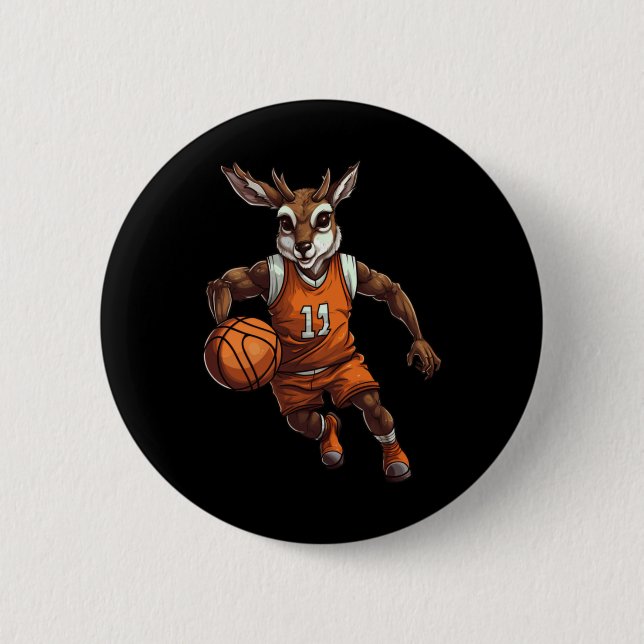Chapa Redonda De 5 Cm Deer de baloncesto (Anverso)