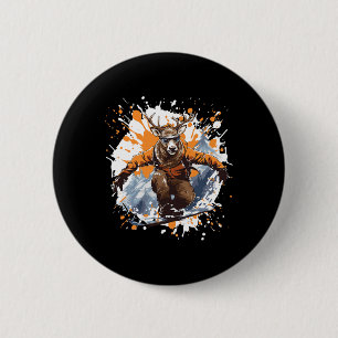 Chapa Redonda De 5 Cm Deer Funny Snowboard Animal Snowboard